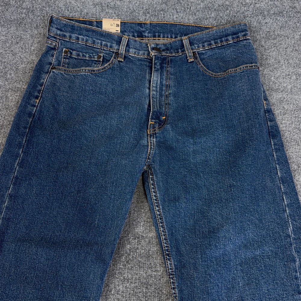 Levis 505 Jeans Men 35x32 Blue Medium Wash Stretch Denim Regular Straight NEW - Picture 3 of 12